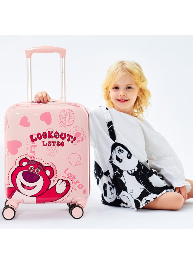 Mesuca X Disney Strawberry Bear Kids Luggage 16-inch Travel Suitcase Girls Double-sided Cartoon Box Carry-on Luggage - Image 1