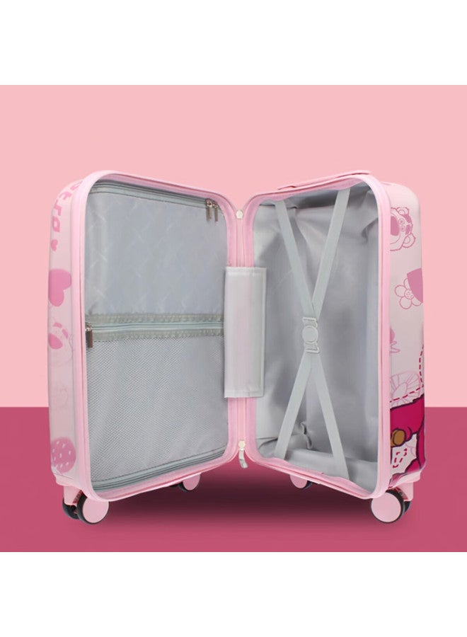 Mesuca X Disney Strawberry Bear Kids Luggage 16-inch Travel Suitcase Girls Double-sided Cartoon Box Carry-on Luggage - Image 3