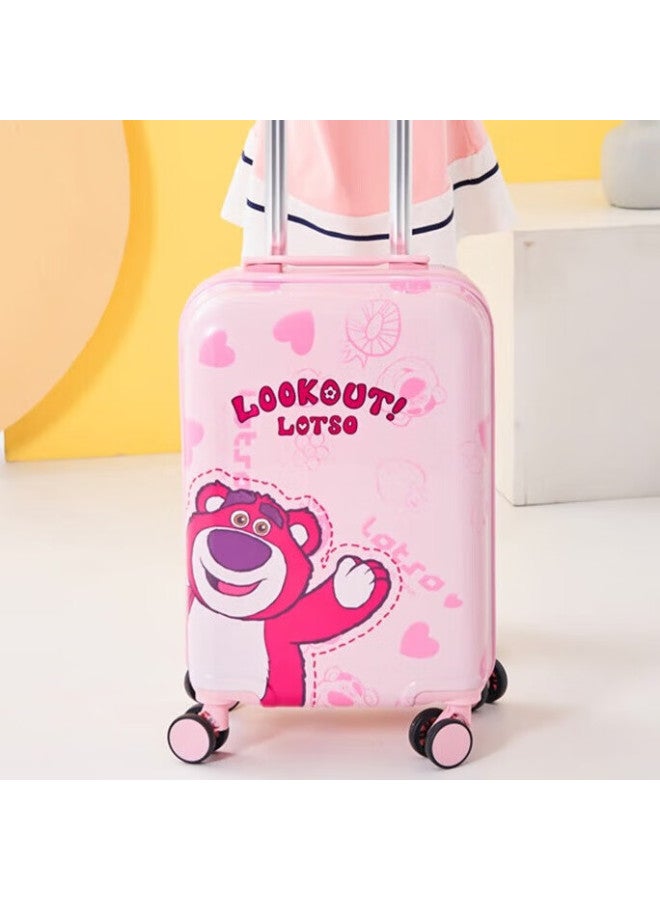 Mesuca X Disney Strawberry Bear Kids Luggage 16-inch Travel Suitcase Girls Double-sided Cartoon Box Carry-on Luggage - Image 2