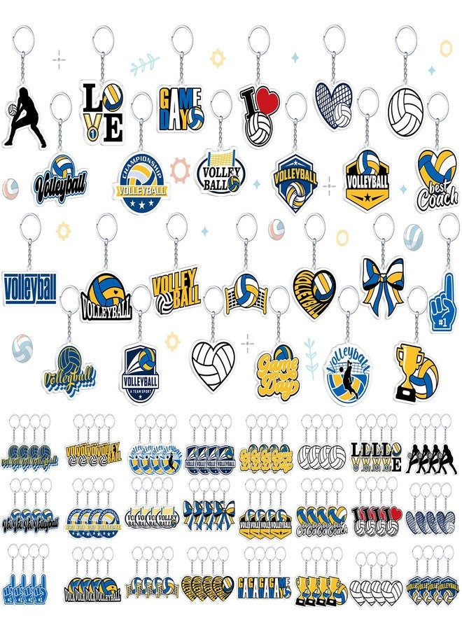 تونديامو مجموعة تونديمو من 100 قطعة من سلاسل مفاتيح الكرة الطائرة الأكريليكية، 25 تصميمًا مرحًا، هدايا مثالية للفرق، وحفلات ذات طابع رياضي، وتذكارات أعياد الميلاد، وجوائز كرنفالات المدارس، وحشوات أكياس الهدايا. - Image 1