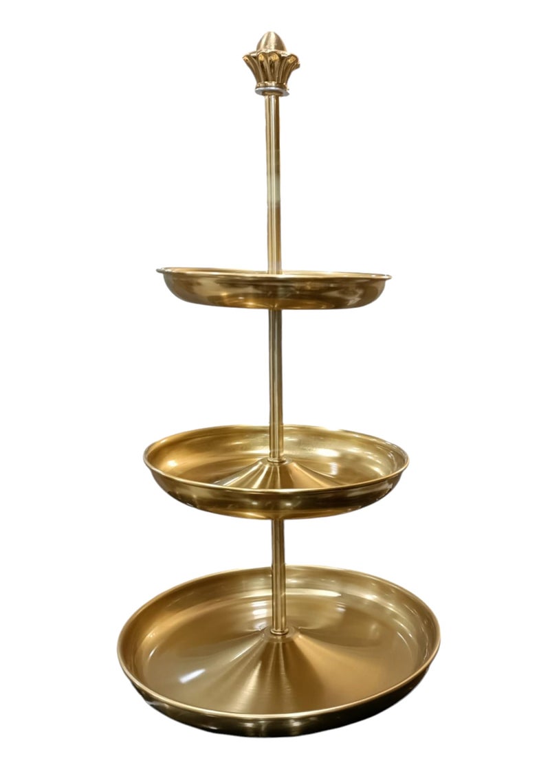 PAUL SONS Hospitality Decorative Multi 3 Tier Metal Dessert Fruit Center Rod Heavy Duty Hardware Holder for Wedding Party Birthday Cupcake Platter Stand Fittings - Retro Gold Round - Image 2
