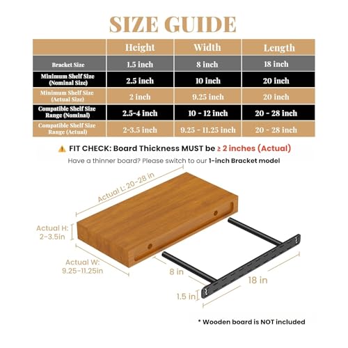 Craftersmark 2pcs Floating Shelf Hardware Heavy Duty Hidden Shelf Brackets SupportWall Mounting Invisible Floating Shelves Bracket with Jig 18 x 8 x 15 with Tools - Image 3