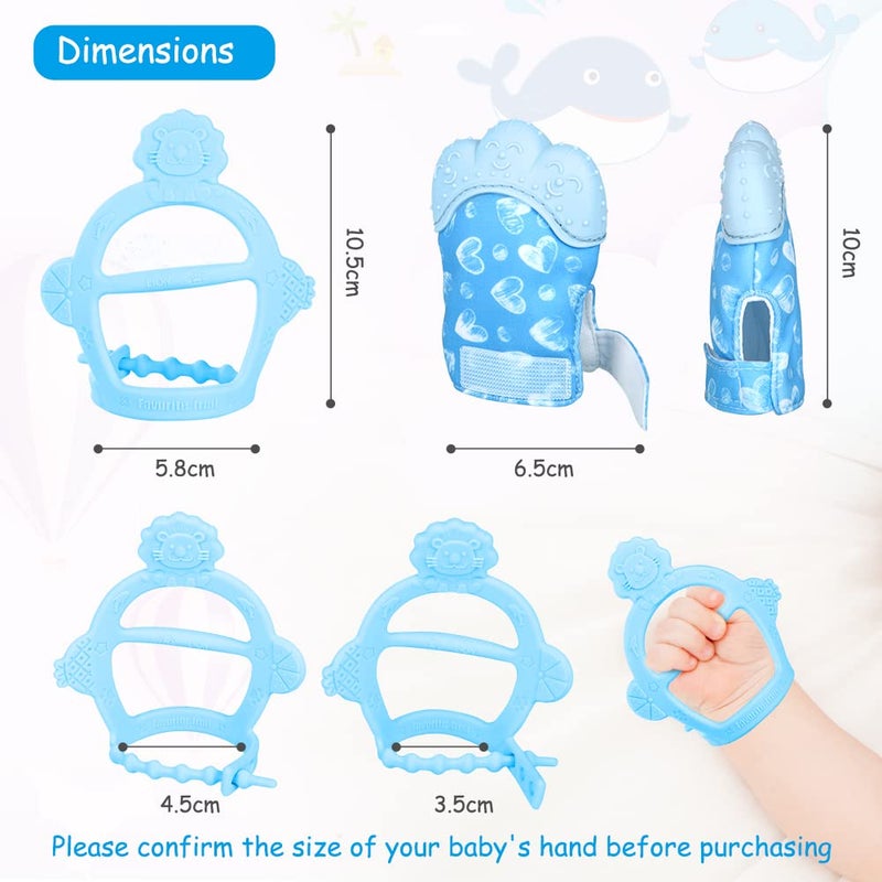 Vicloon Silicone Teething Mitt 2Pcs Baby Teething Mitten with Adjustable Strap Crinkle Sound and Textured Self Soothing Baby Chew Toys for 06month Infants - Image 3
