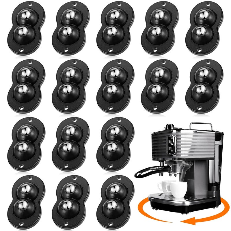16 Pcs Self Adhesive Caster Wheels Appliance Rollers Sliders for Kitchen Appliances 360° Swivel Universal Mini Caster Wheels (Classic Double Bead) - Image 1