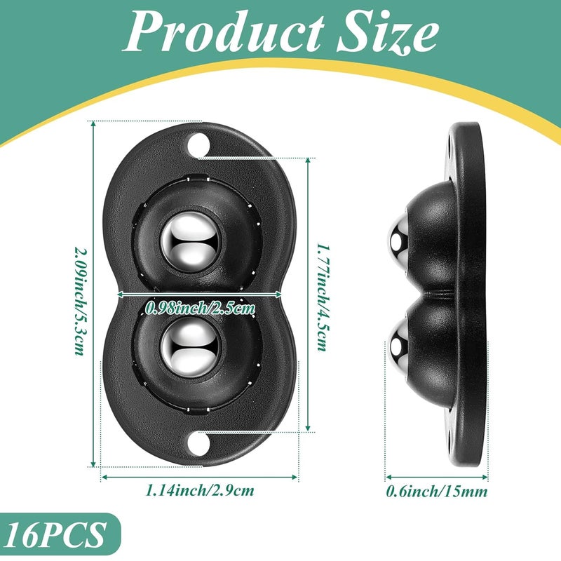 16 Pcs Self Adhesive Caster Wheels Appliance Rollers Sliders for Kitchen Appliances 360° Swivel Universal Mini Caster Wheels (Classic Double Bead) - Image 2