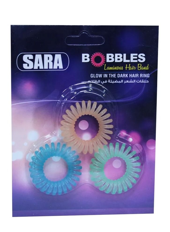 SARA Luminous Hair Bands – Glow in the Dark, 1x3 Pack, Stylish and Durable Hair Rings - Image 1