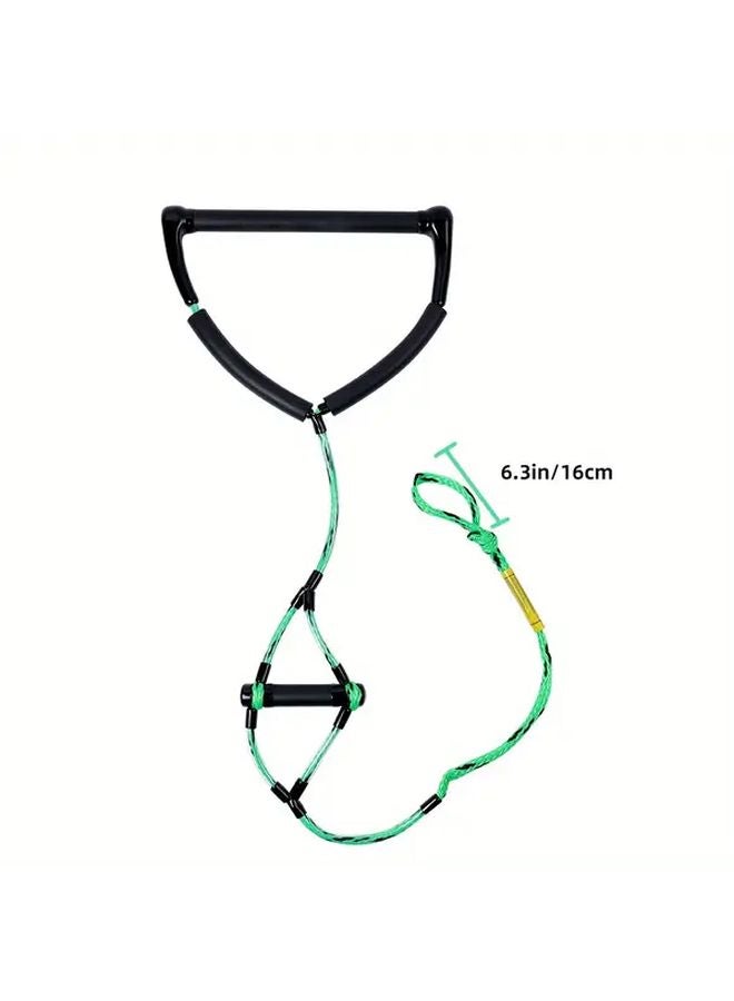 حبل القطر للواح التزلج على الماء والركبة بطول 75 قدمًا من Green And Black بمقابض عائمة 15 بوصة - Image 4