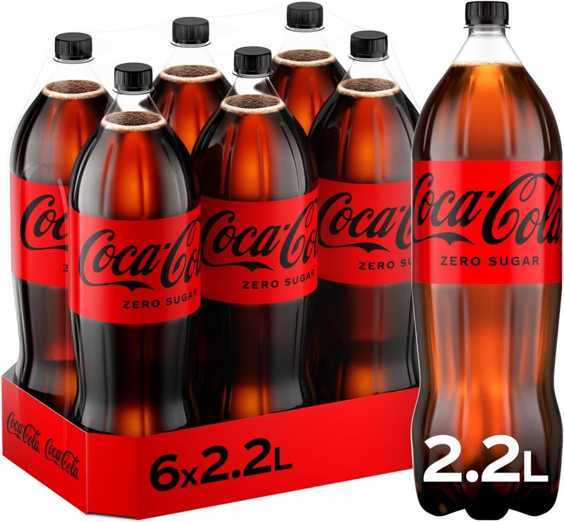 Coca-Cola كوكا كولا زيرو سكر، مشروب غازي، 2.2 لتر (عبوة من 6) - Image 1