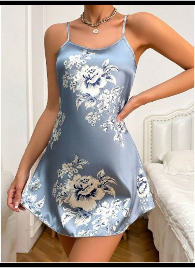 Shein Floral Print Satin Cami Nightdress  - Image 1
