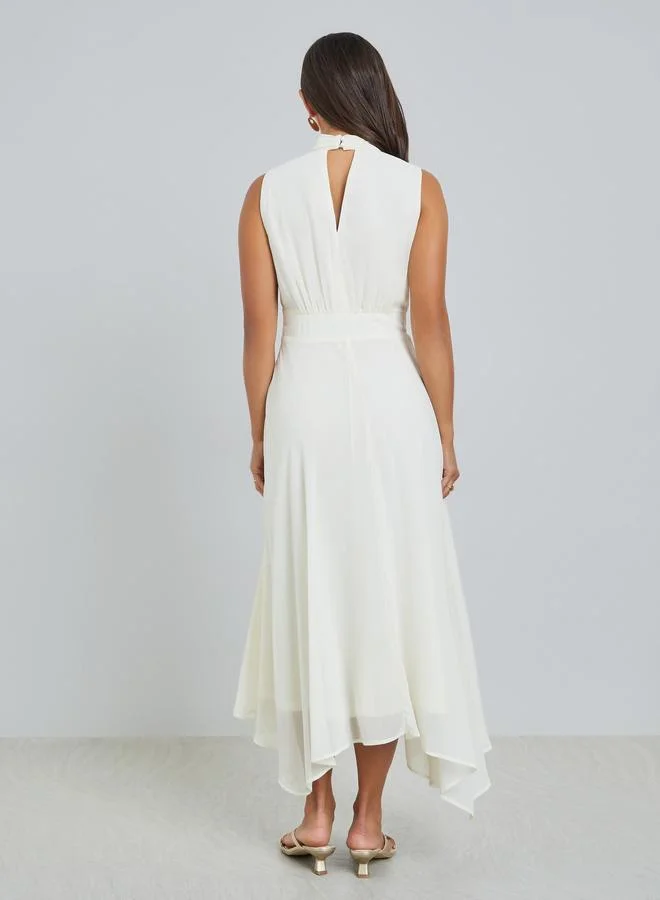 Styli ivory Off-White Corsage Detail Maxi Evening Dress for Women | Best Price UAE