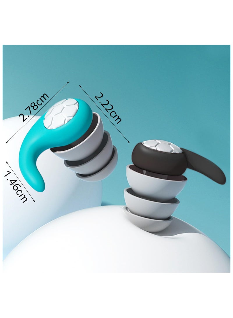 Cuken 2-Pairs Waterproof Silicone Swimming Ear Plugs for Adults, Reusable Soft Earplugs for Pool, Diving, Showering and Surfing (Black/Cyan) - Image 2