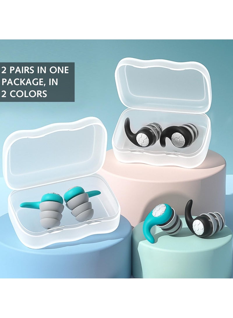 Cuken 2-Pairs Waterproof Silicone Swimming Ear Plugs for Adults, Reusable Soft Earplugs for Pool, Diving, Showering and Surfing (Black/Cyan) - Image 4