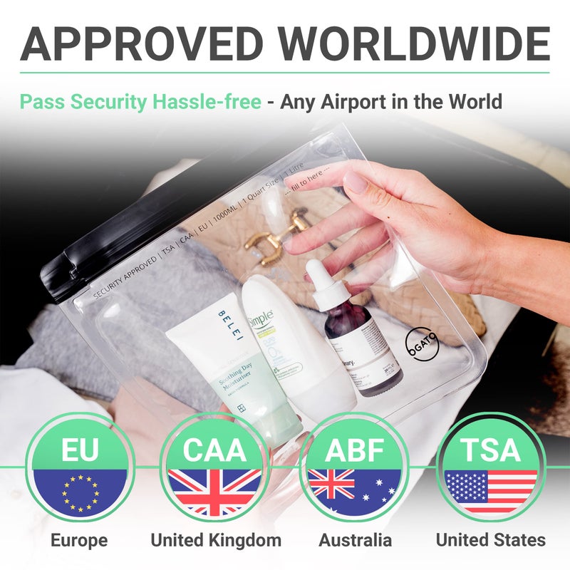 Ogato 3pcs - Clear TSA Approved Toiletry Bag - Our Quart Size Clear Toiletry Bags are Security Approved Worldwide for Liquids & Cosmetics - 100% 3-1-1 Compliant Clear Travel Bags for Toiletries - Image 3