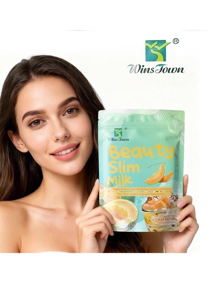 وينز تاون شاي حليب خفيف بنكهة الشمام من وينز تاون بيوتي سليم ميلك | خفيف ومغذٍّ، بنكهة حلوة وكريمية - Image 1