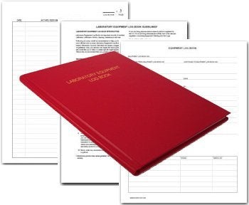 BookFactory Lab Equipment Log Book - 96 Pages, 8" x 10", Red Cover, Section Sewn Hardbound (LOG-096-SEQ-LRT11) - Image 1