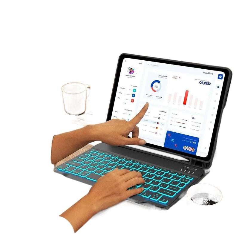 حافظة آيباد متوافقة مع عدة موديلات آيباد باللون وردي iPad للرحلات اليومية لترتيب الأغراض للمكتب - Image 4