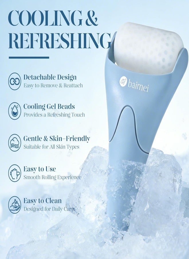 BAIMEI IcyMe Ice Roller for Face and Gua Sha Facial Tool Set, Ice Face Roller Reduces Puffiness Skin Care Tools, Self Care for Women - Blue - Image 2