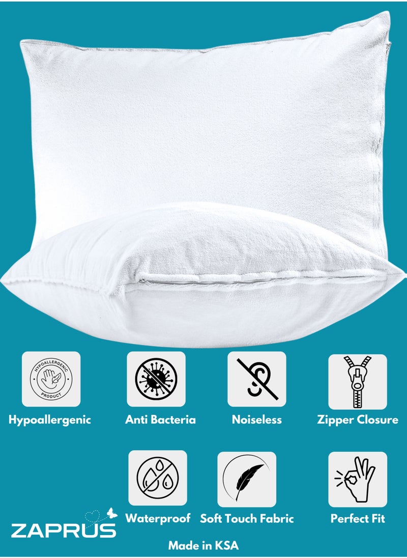 Zaprus Pillow Protector Premium 1,2,4 & 8 Multiple Packs, Premium Quality Waterproof 100% Soft Cotton Queen Size Pillows Case Cover 75 x 50cm - pzsku/Z5A0114B6E4C4024D4E64Z/45/_/1736854942/9df4510d-b78d-4943-8a43-f94981d3f60b