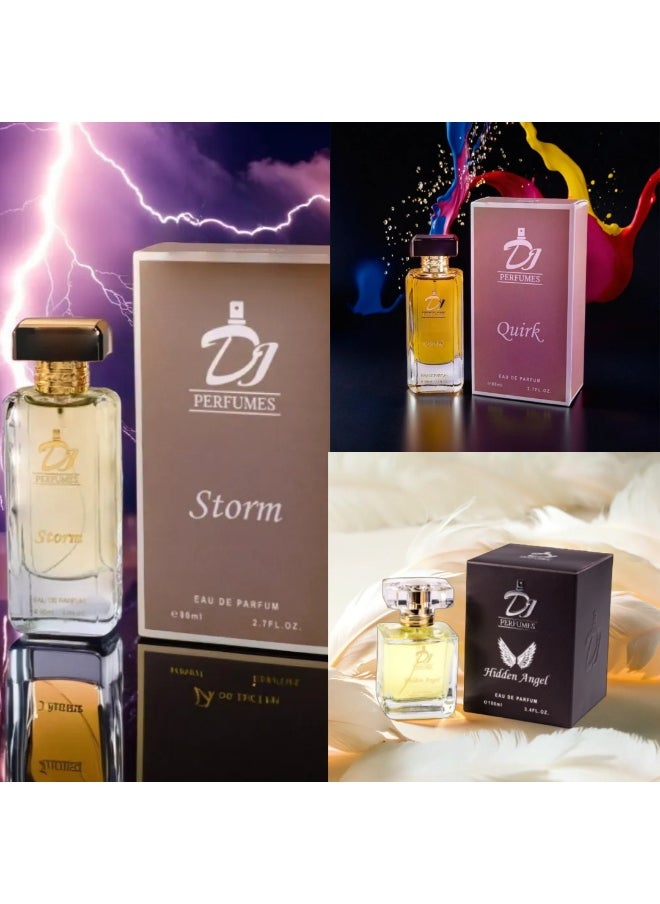 عطور دي جي مجموعة دي جي سايف الكبيرة المكونة من 3 قطع (الملاك المخفي، العاصفة والكويرك) 