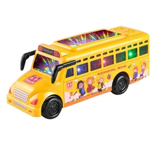 DEOXY Plastic Mini School Bus Toy for Kids, with Friction Powered Push and Go Mini School, 3D Cool Flashing Lighting & Soft Musical Toy 3+ Age Gift for Kids - Image 1
