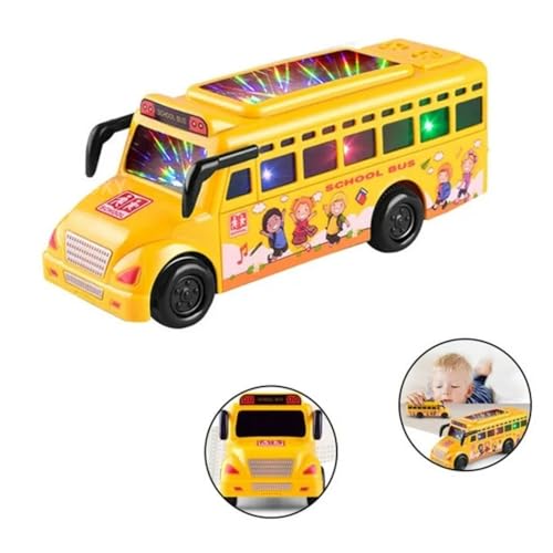 DEOXY Plastic Mini School Bus Toy for Kids, with Friction Powered Push and Go Mini School, 3D Cool Flashing Lighting & Soft Musical Toy 3+ Age Gift for Kids - Image 5