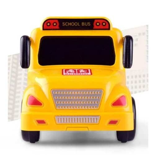 DEOXY Plastic Mini School Bus Toy for Kids, with Friction Powered Push and Go Mini School, 3D Cool Flashing Lighting & Soft Musical Toy 3+ Age Gift for Kids - Image 4