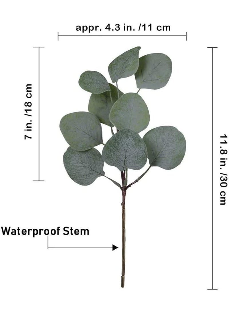 10 قطع من أجهزة الكمبيوتر الاصطناعية الأوكاليبتوس جذوع, محاكاة أوراق جذوع, الفضة الاصطناعية دولار الأوكاليبتوس أوراق النباتات, ترتيب زهرة الزهور, ديكور للمنزل, مكتب, حفل زفاف, مأدبة - Image 2