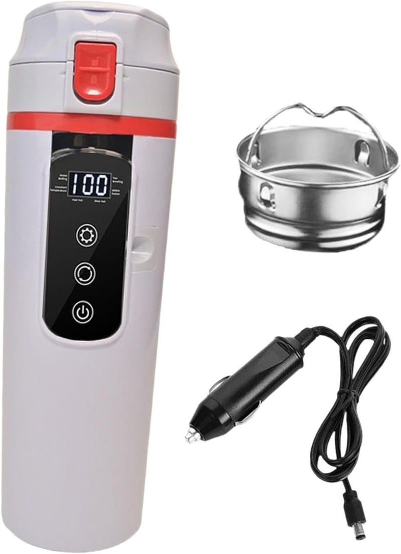 12V/24V إبريق مياه سيارة، مرجل مياه ساخن، إبريق من الفولاذ المقاوم للصدأ، كوب مياه ساخن كهربائي للاستخدام المدرسي، أبيض - Image 5