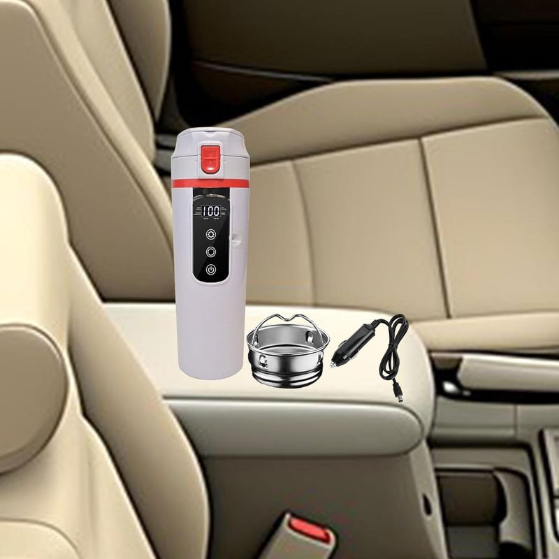 12V/24V إبريق مياه سيارة، مرجل مياه ساخن، إبريق من الفولاذ المقاوم للصدأ، كوب مياه ساخن كهربائي للاستخدام المدرسي، أبيض - Image 4