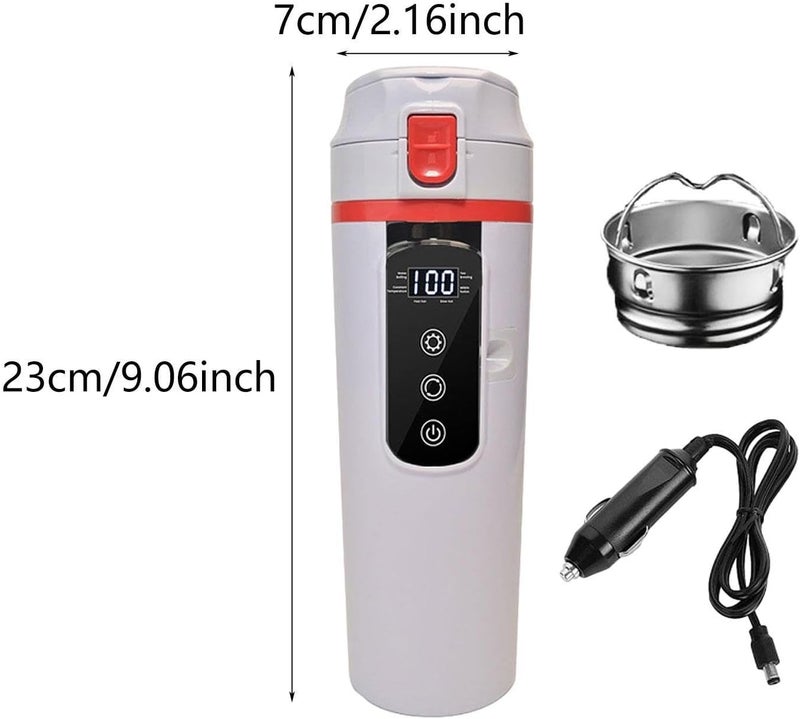 12V/24V إبريق مياه سيارة، مرجل مياه ساخن، إبريق من الفولاذ المقاوم للصدأ، كوب مياه ساخن كهربائي للاستخدام المدرسي، أبيض - Image 2