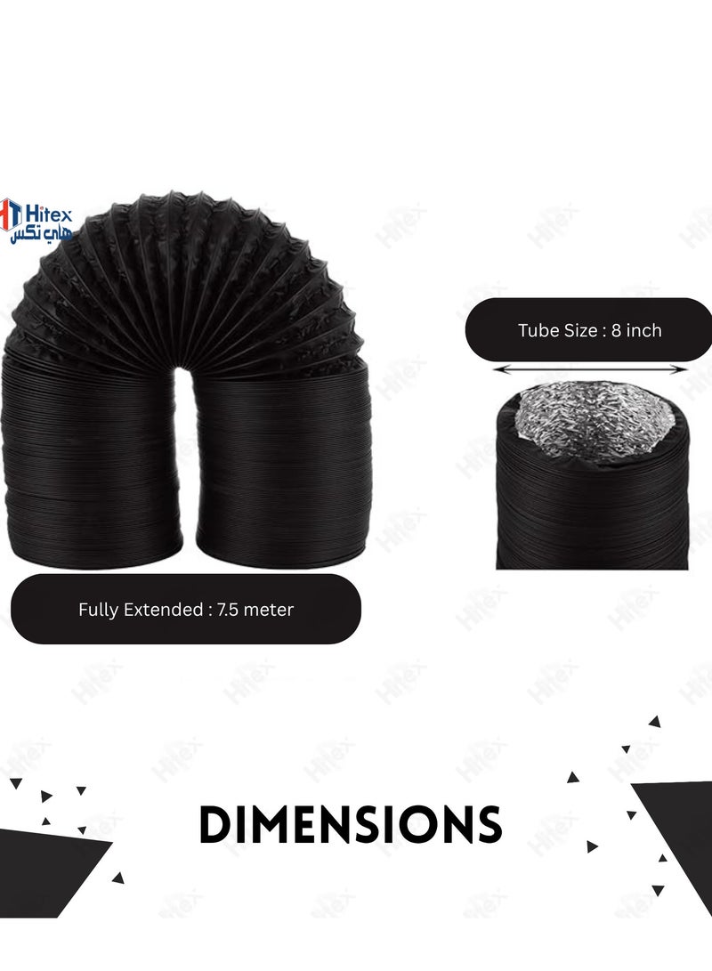 Hitex Flexible Dryer Vent Hose Air Ducting – Insulated Aluminum PVC Duct for Ventilation, Heating, Exhaust & HVAC | High Temperature & Corrosion Resistant with GI Clamps (8 inch X 7.8 meter) - Image 2