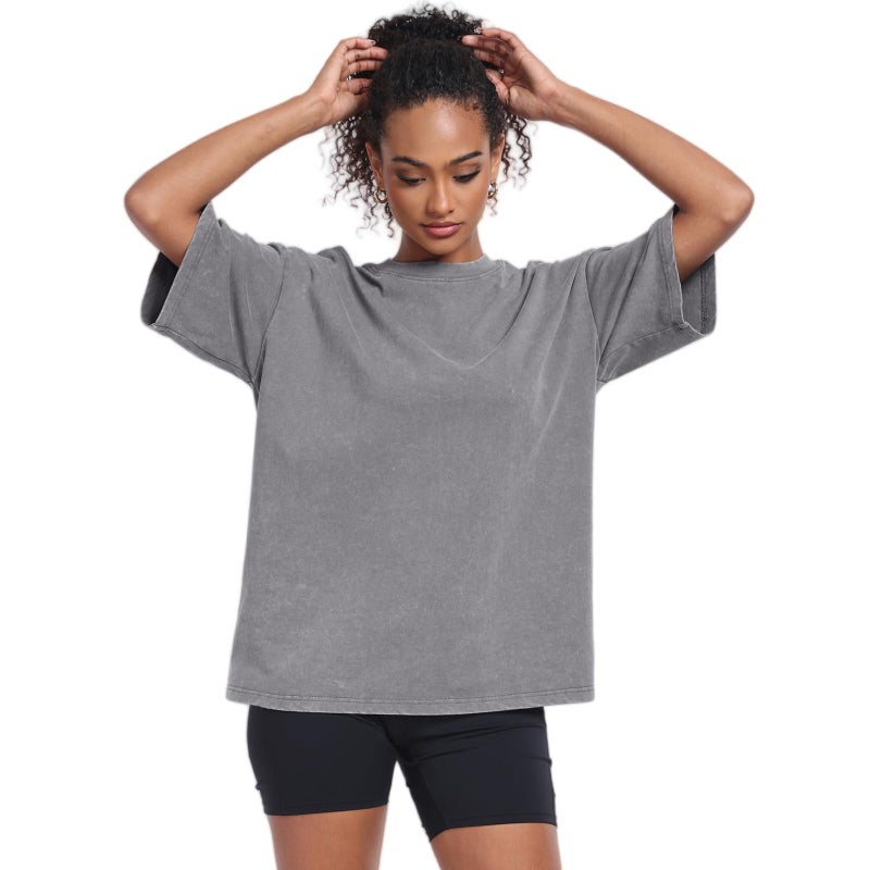 SnowElve 3 Pack Womens Washed Vintage Oversized T-Shirt Baggy Workout Tops Short Sleeve Cotton Tshirts Streetwear Boyfriend Tee(W-CFGYBK,l) - Image 3