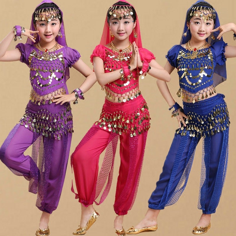 New Belly Dance Practice Suit Children'S Indian Dance Performance Costume Children'S Dance Performance Suit Short-Sleeved Pants Suit - Image 3