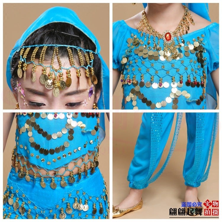 New Belly Dance Practice Suit Children'S Indian Dance Performance Costume Children'S Dance Performance Suit Short-Sleeved Pants Suit - Image 5