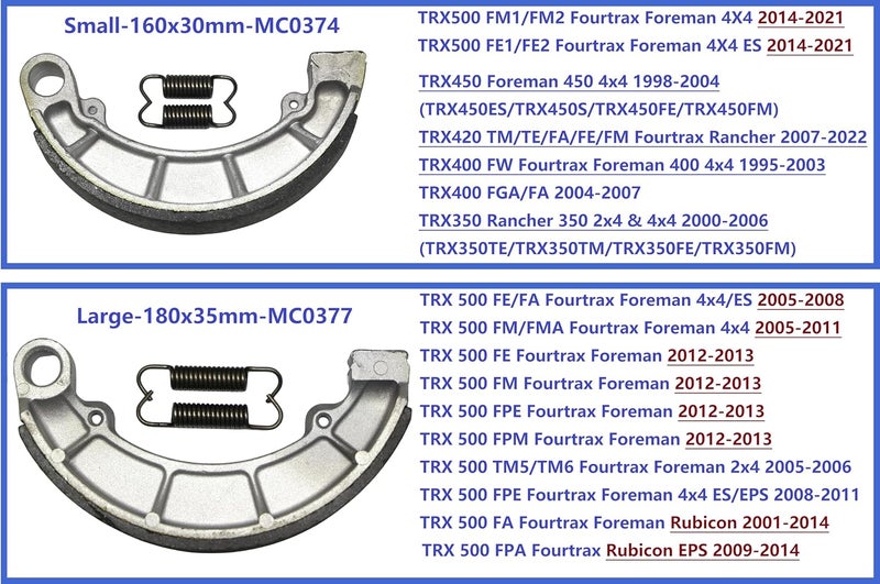 Master Chen Rear Brake Shoes Pads for Honda TRX 350 400 420 450 500 Fourtrax Foreman Rancher MC0374 - Image 2