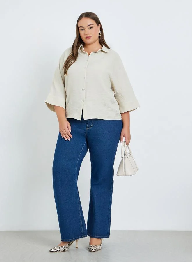 Styli Plus Size Women Off-White Collared Shirt