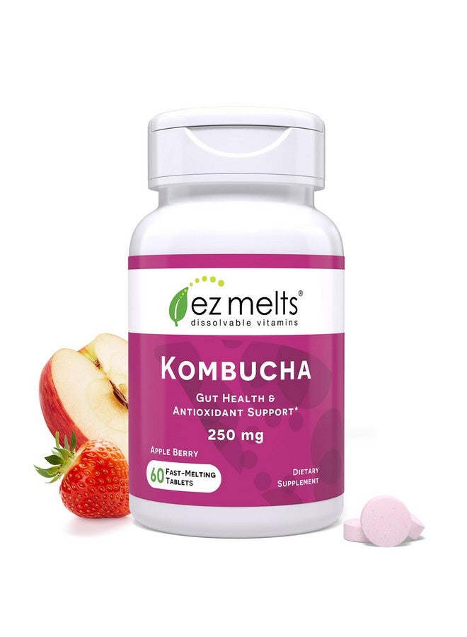 EZ Melts Dissolvable Sugar-Free Kombucha Tablets with SCOBY & Apple Cider Vinegar, Gut Health Supplements for Men & Women, Apple Berry Flavor, 2-Month Supply - Image 1