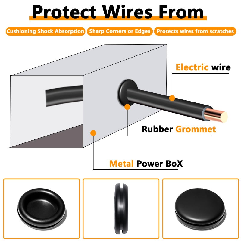 LordandLand Rubber Grommet Kit 70 Pack - 7 Sizes Firewall Rubber Hole Plugs Rubber Grommets for Wiring, Automotive, Home Improvement Cord Pipe Wire Organization - Image 3