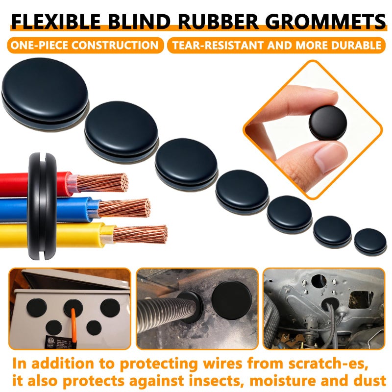 LordandLand Rubber Grommet Kit 70 Pack - 7 Sizes Firewall Rubber Hole Plugs Rubber Grommets for Wiring, Automotive, Home Improvement Cord Pipe Wire Organization - Image 2
