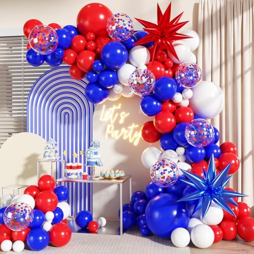 LANGASQUE Red White and Blue Balloon Garland Arch Kit 140Pcs Blue Red White 4th of July Balloons for Patriotic Decorations 4th of July Memorial Day Graduation Baseball Birthday Party Decorations - Image 1