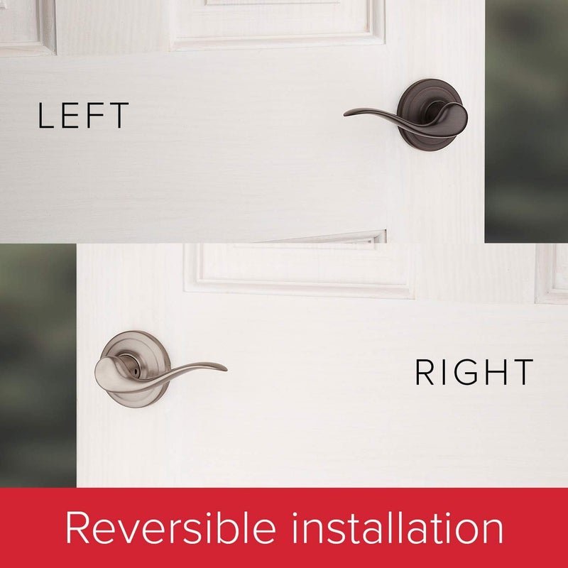 Kwikset Avalon Front Door Handle No Lock Entry Handleset Exterior with Interior Reversible Handed Lever NonLocking Satin Nickel Deadbolt Not Included with Microban Protection - Image 5