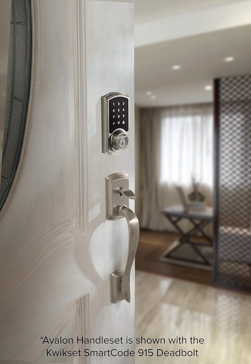 Kwikset Avalon Front Door Handle No Lock Entry Handleset Exterior with Interior Reversible Handed Lever NonLocking Satin Nickel Deadbolt Not Included with Microban Protection - Image 2