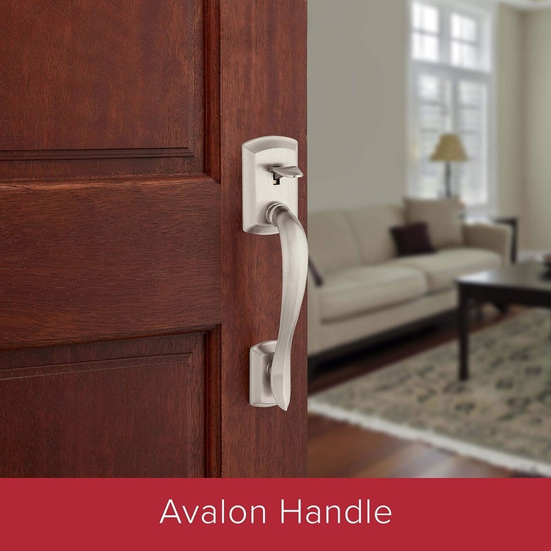 Kwikset Avalon Front Door Handle No Lock Entry Handleset Exterior with Interior Reversible Handed Lever NonLocking Satin Nickel Deadbolt Not Included with Microban Protection - Image 3