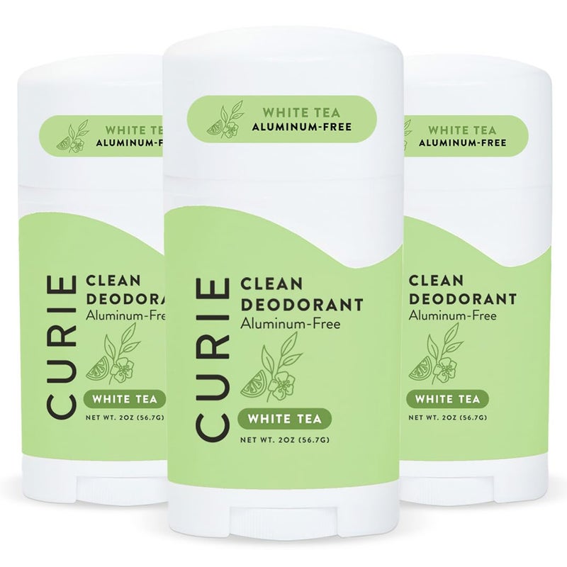 Curie Natural Deodorant for Women - White Tea - Aluminum Free, Clean, Sustainable, Vegan, Paraben Free (3pk) - Image 1