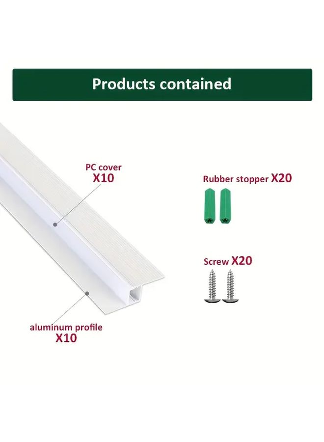 10pcs 1m Spray White LED Aluminum Profile Channel For Ceiling Strip Light - Image 2