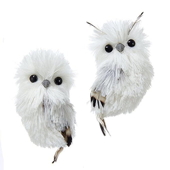 51IN SILVER HANGING OWL CHRISTMAS ORNAMENTACRYLIC 2 ASSORTED