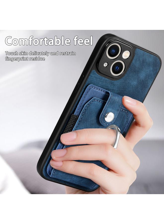 S-TOP Case For iPhone 13 mini Retro Skin-feel Ring Card Wallet Phone Case - Image 3