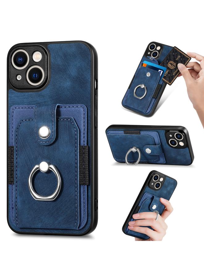 S-TOP Case For iPhone 13 mini Retro Skin-feel Ring Card Wallet Phone Case - Image 1