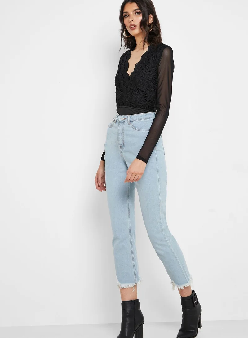 Missguided Tall High Waist Ripped Jeans