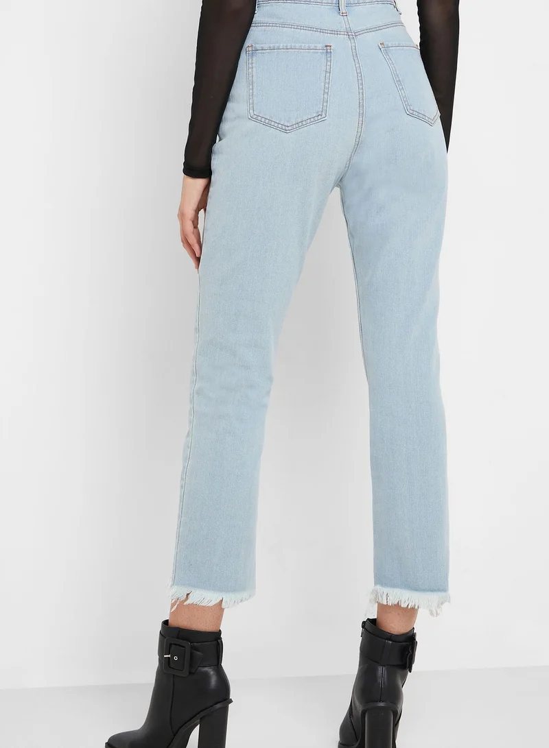 Missguided Tall High Waist Ripped Jeans